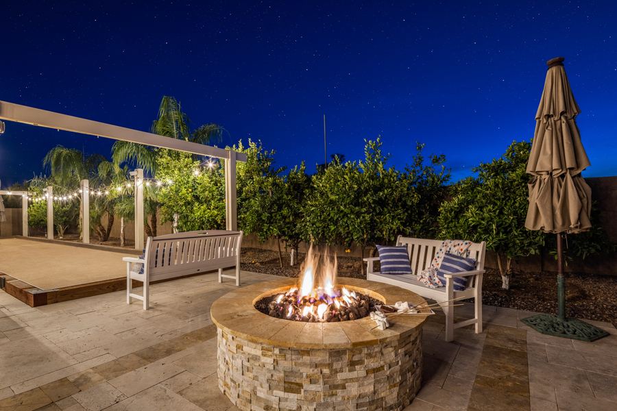 Fire pit in the citrus grove, Family Focused in Gilbert, AZ