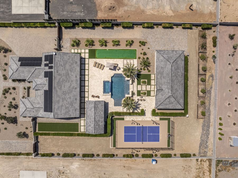 Overhead view of the full backyard layout